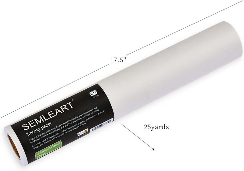 SEMLEART Artit's Tracing Paper roll,32lb/50gsm,17.5 inch x 25 Yard,Translucent Tracing Paper for Pencil, Marker and Ink - Trace Images, Sketching,Drawing - Image 2